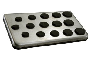 Ford Mustang Pedal Cover Kits - Left Foot - Ford Racing - Aluminum and Urethane Special Edition - Brushed Aluminum - `94-`02